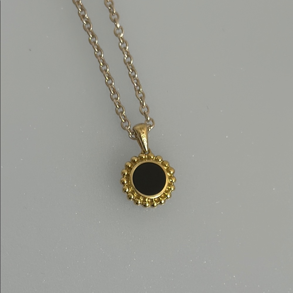 Lagos 18k real solid Gold and Silver Onix Necklace